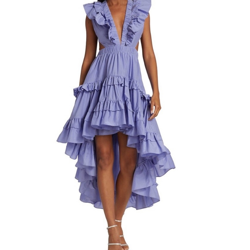 Chic Lavender High-Low Ruffle Dress